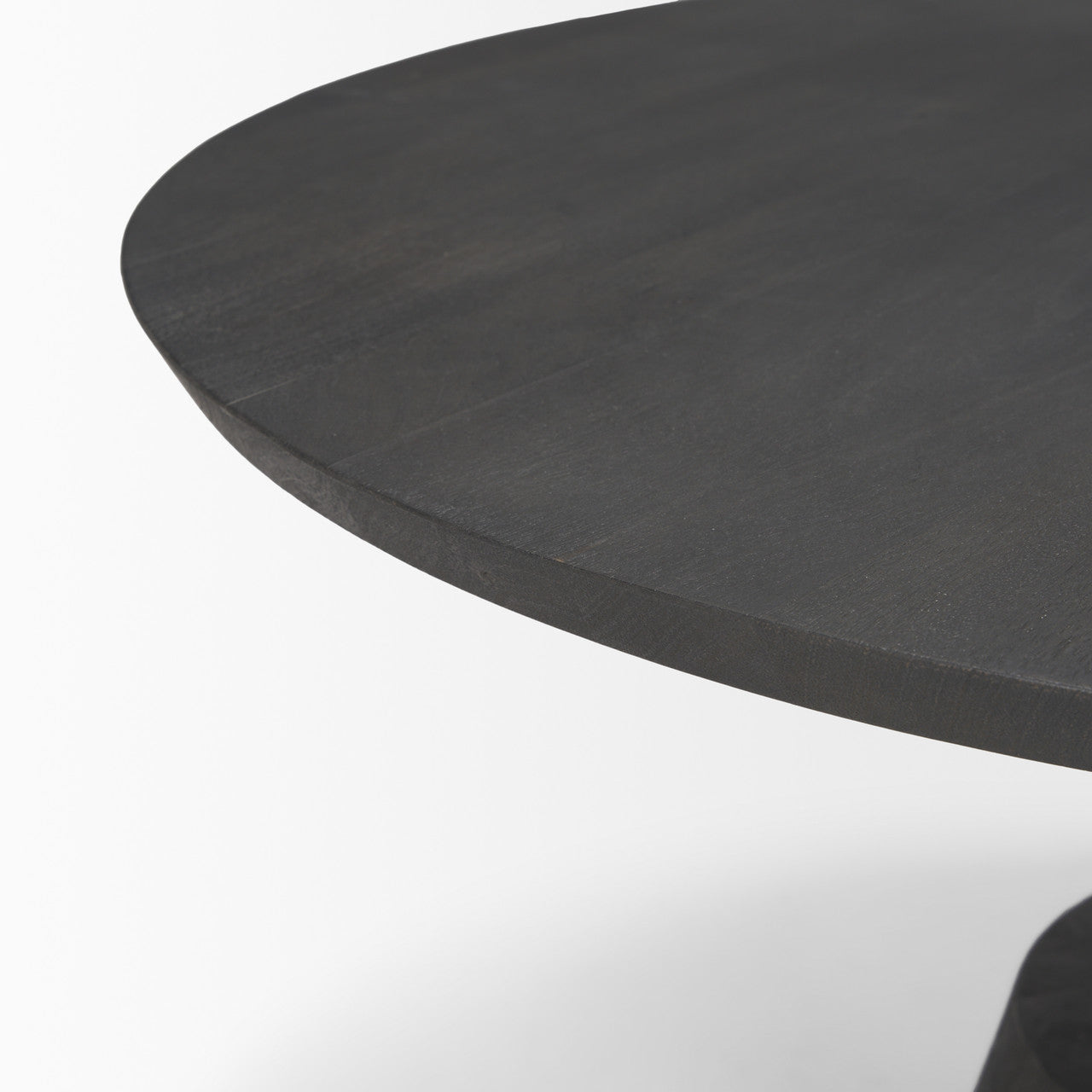 Maxwell 34L x 34W x 16H Dark Brown Wood W/ Black Metal Pedestal Base Round Coffee Table