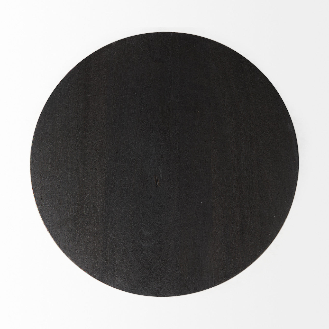 Maxwell 20" Round Dark Brown Wood w/ Black Metal Pedestal Side Table