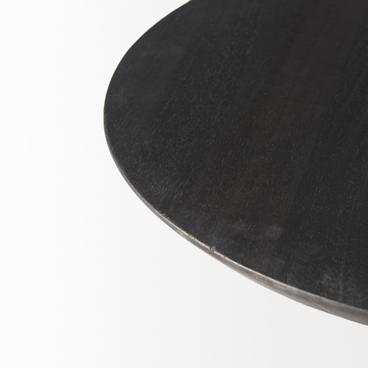 Maxwell 20" Round Dark Brown Wood w/ Black Metal Pedestal Side Table