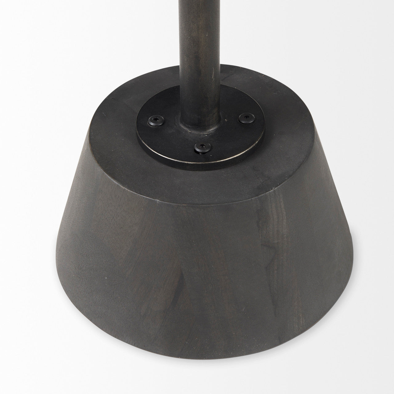 Maxwell 20" Round Dark Brown Wood w/ Black Metal Pedestal Side Table