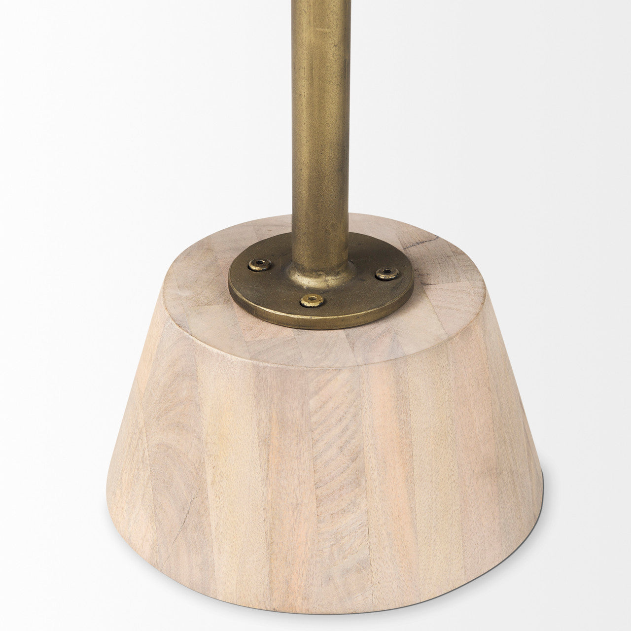 Maxwell 20" Round Light Brown Wood w/ Gold Metal Pedestal Side Table