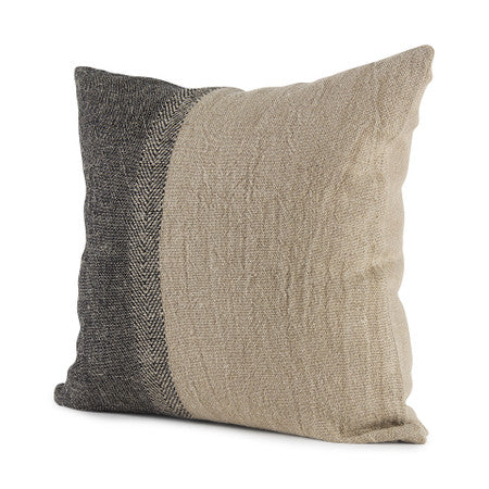 Isolde Beige and Black Fabric Color Blocked Decorative Pillow Cover