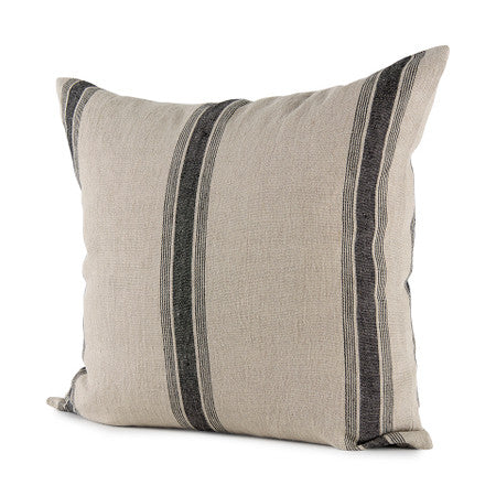 Hattie Beige and Black Fabric Striped Decorative Pillow Cover