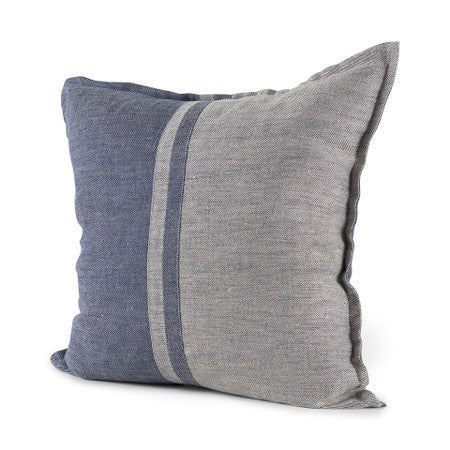 Aubrielle Gray and Blue Fabric Color Blocked Decorative Pillow Cover