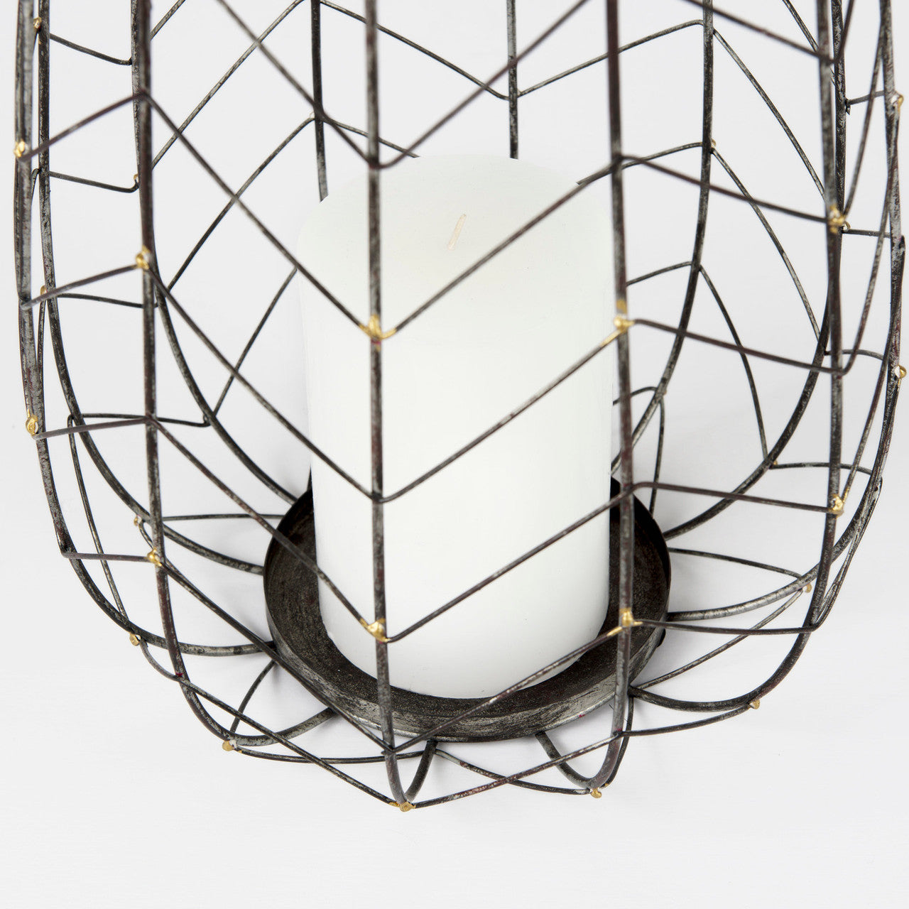 Petiole II Large Gold Toned Metal Table Candle Holder