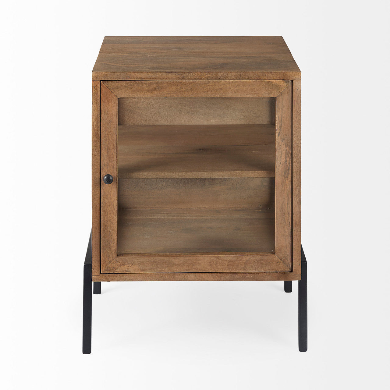 Arelius 20L x 18W x 26H Light Brown Wood W/ Black Metal Frame End/Side Table