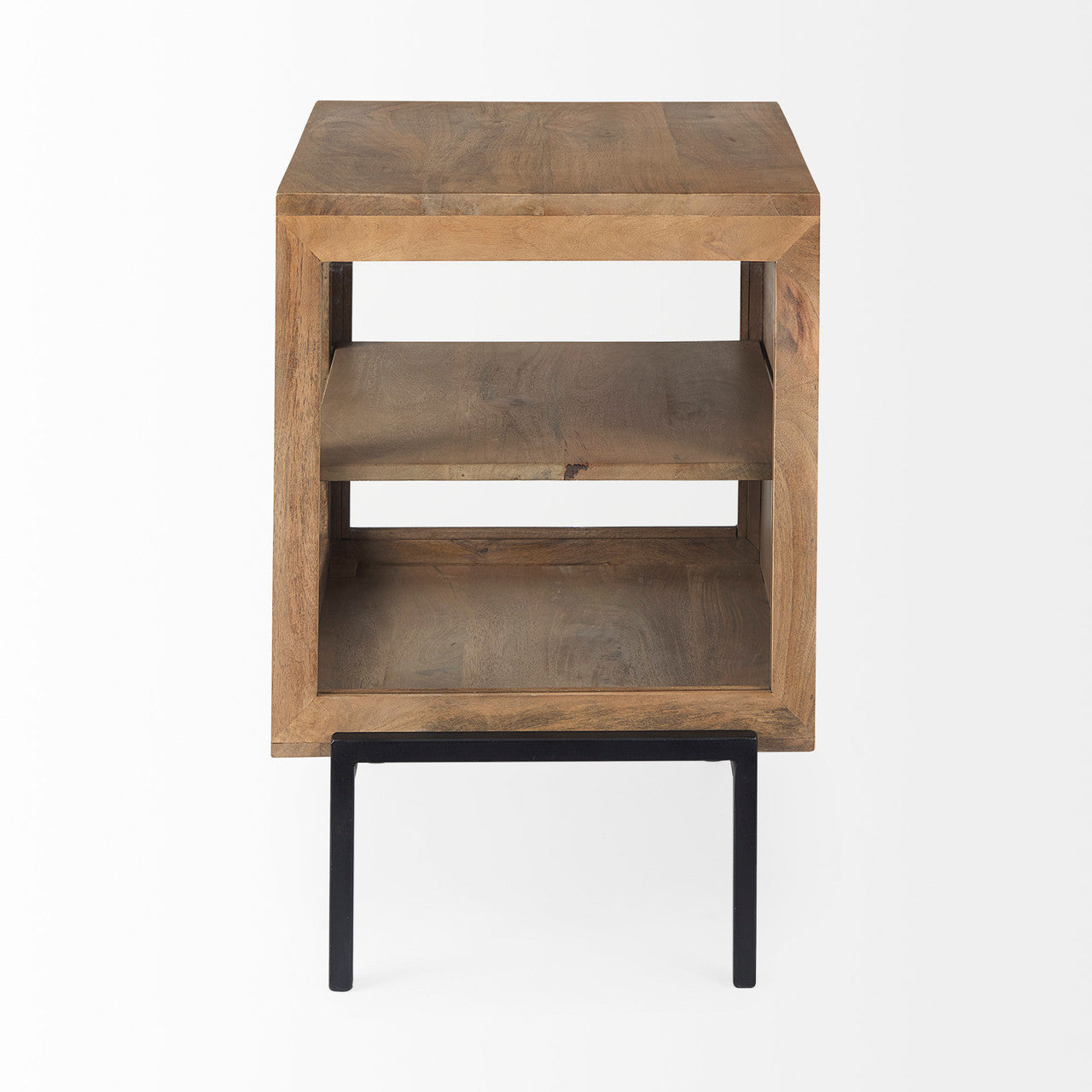 Arelius 20L x 18W x 26H Light Brown Wood W/ Black Metal Frame End/Side Table