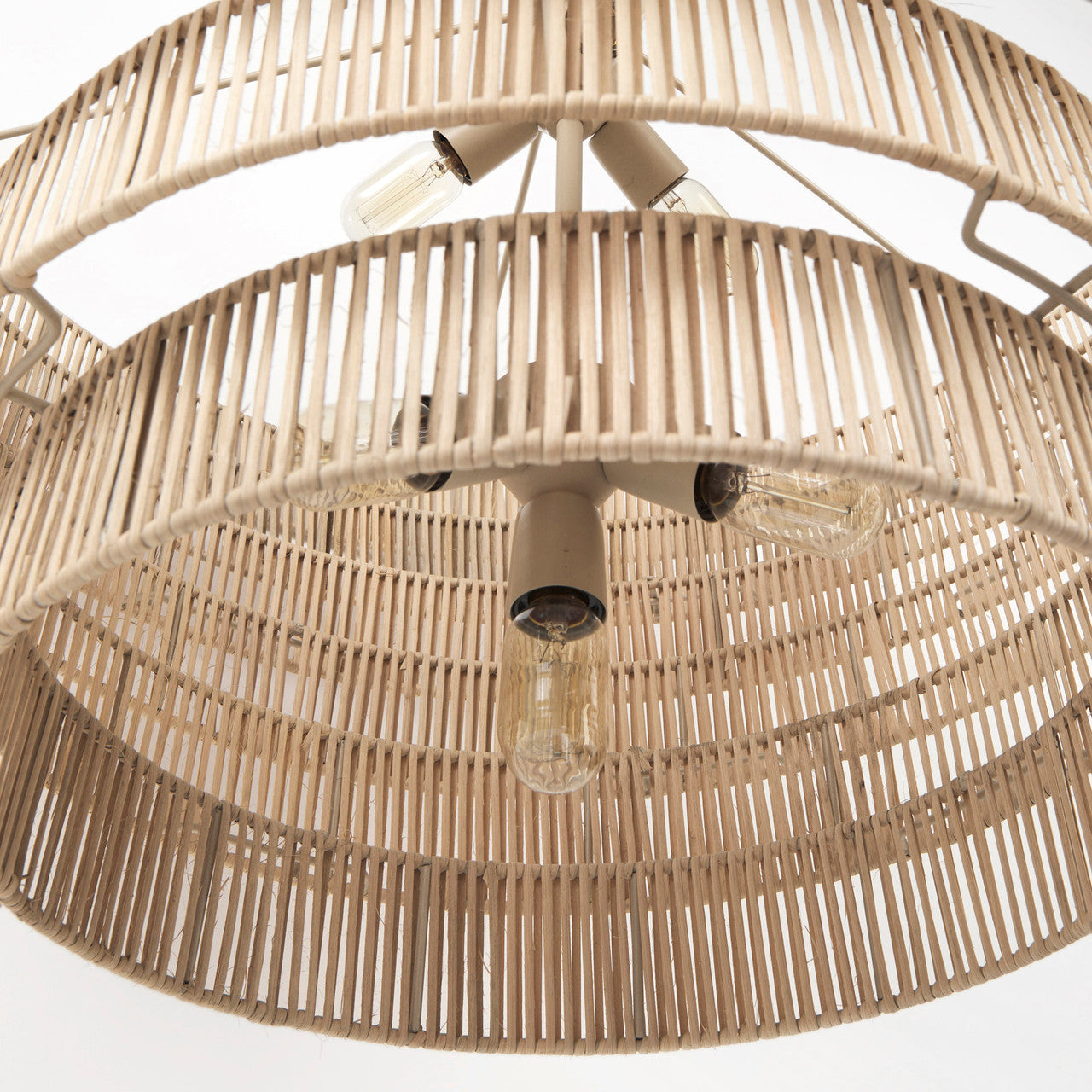 Marimba 40 L x 40 W x 24 H Natural Cane 6 Tier Chandelier