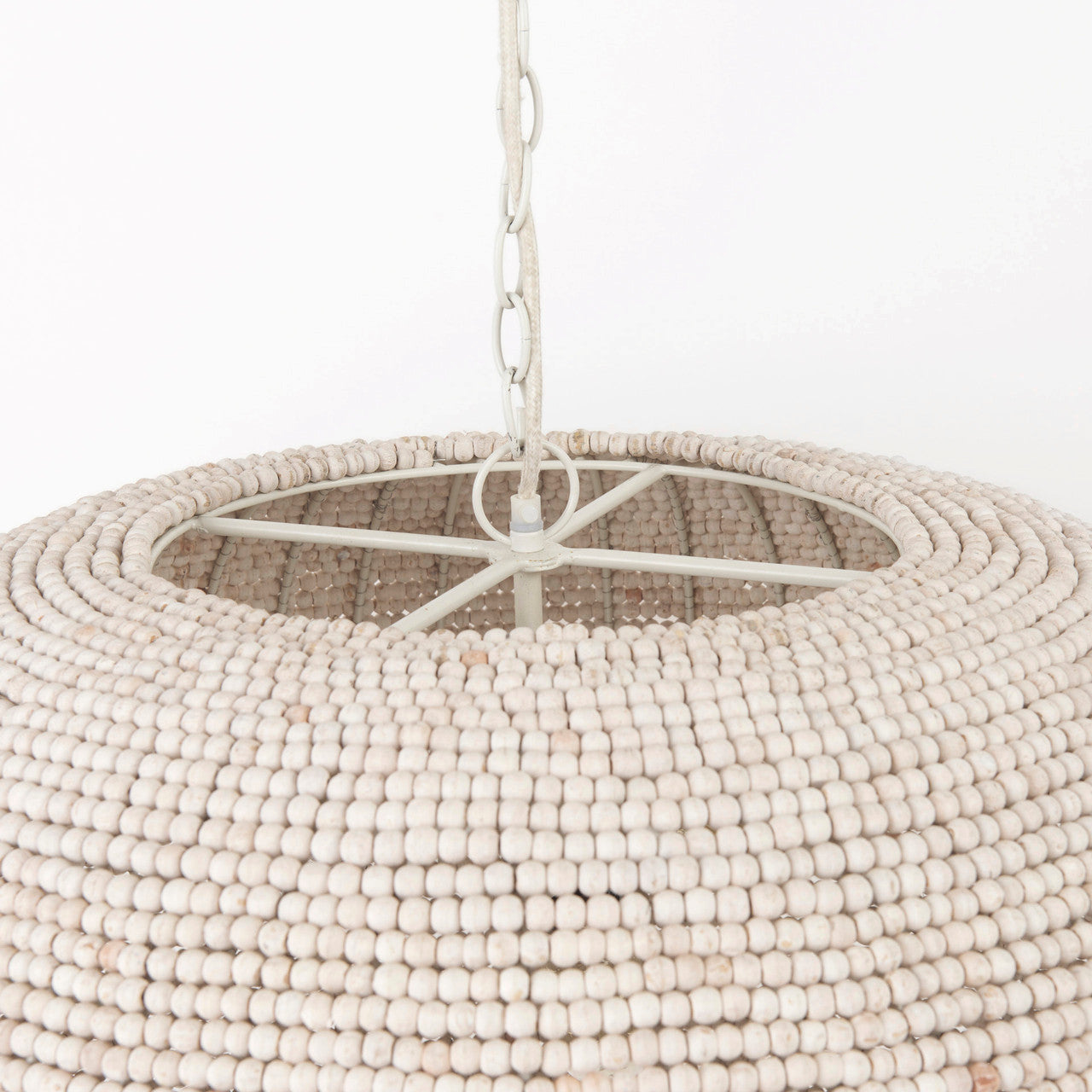Theta 30.0 L x 30.0 W x 15.0 H White-Washed Beaded Chandelier