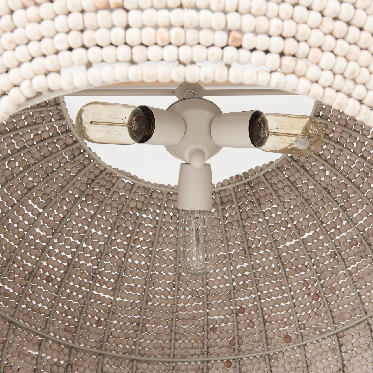 Theta 30.0 L x 30.0 W x 15.0 H White-Washed Beaded Chandelier