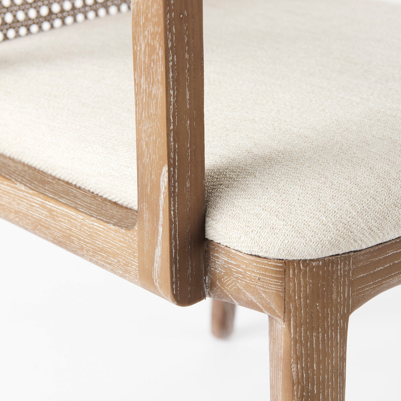 Clara Light Brown Wood W/ Cream Fabric Seat and Cane Back Dining Chair