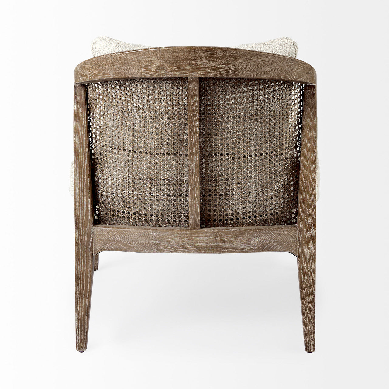 Landon 25.6L x 29.1W x 30.5H Light Brown Wood W/ Cream Fabric Seat and Cane Back Accent Chair