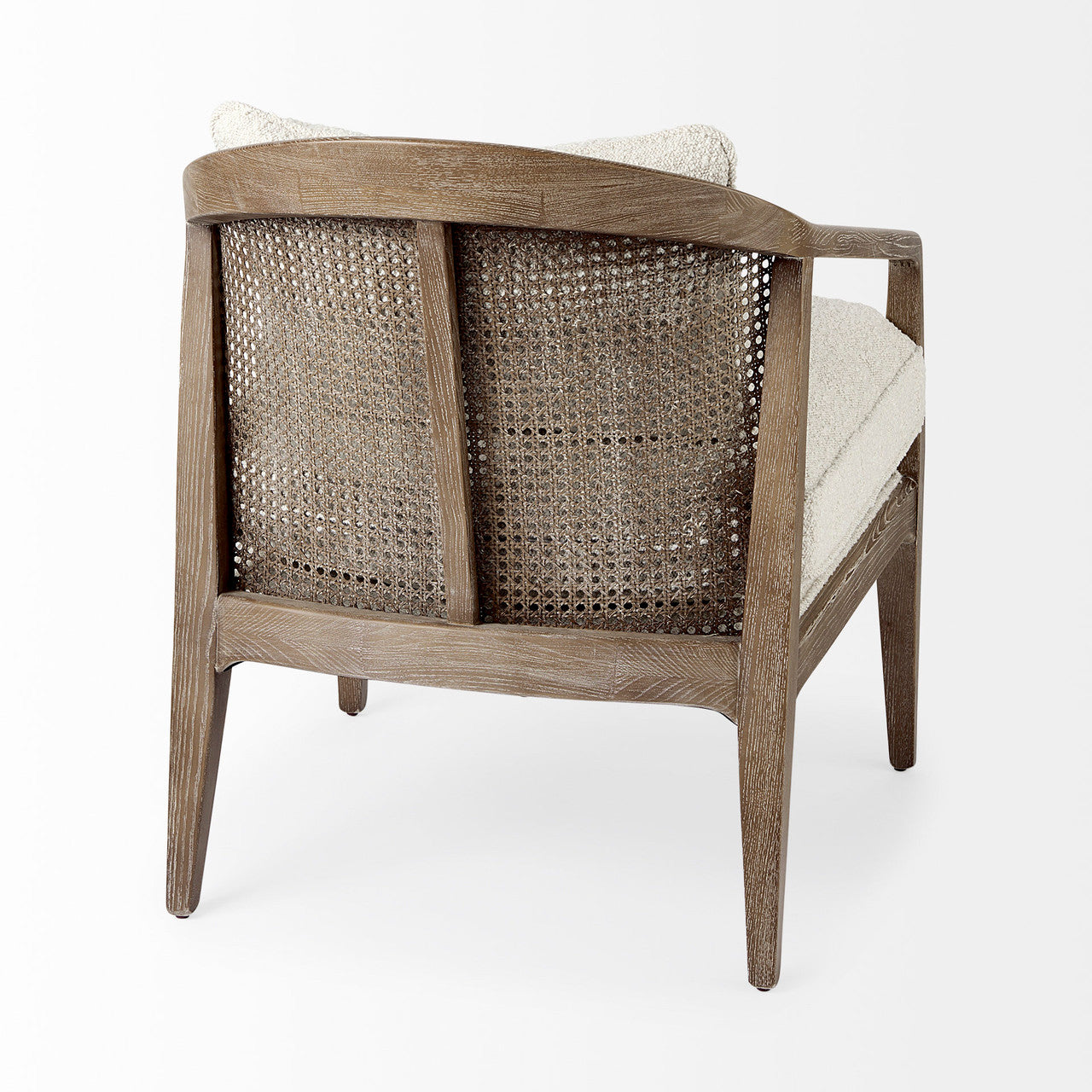 Landon 25.6L x 29.1W x 30.5H Light Brown Wood W/ Cream Fabric Seat and Cane Back Accent Chair