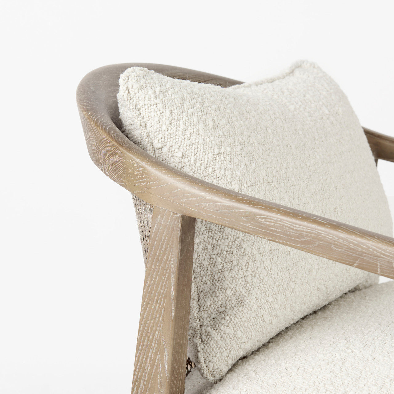 Landon 25.6L x 29.1W x 30.5H Light Brown Wood W/ Cream Fabric Seat and Cane Back Accent Chair