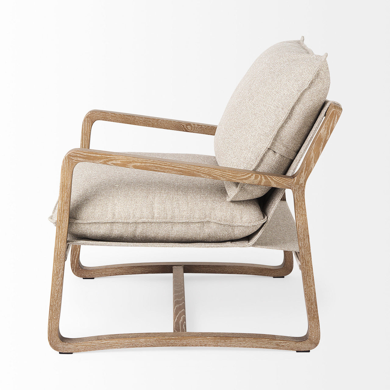 Brayden 28.3L x 34.1W x 35H Light Brown Wood W/ Beige Fabric Seat Accent Chair