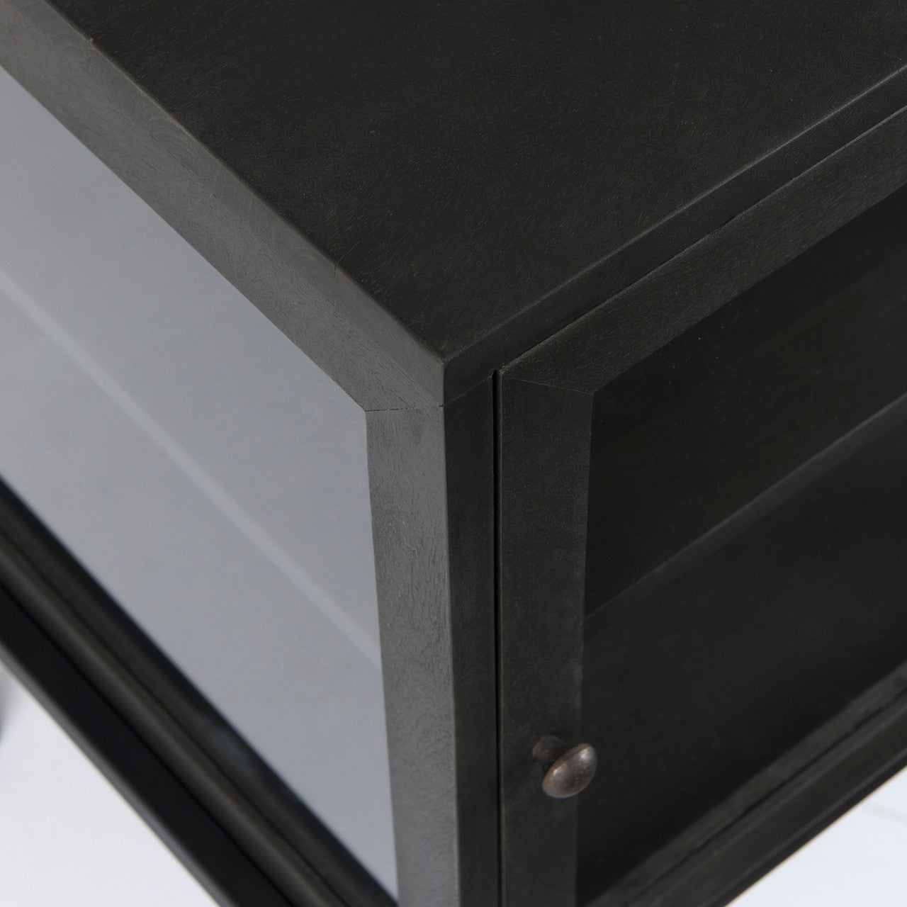 Arelius 20L x 18W x 26H Black-Brown Wood W/ Black Metal Frame End/Side Table