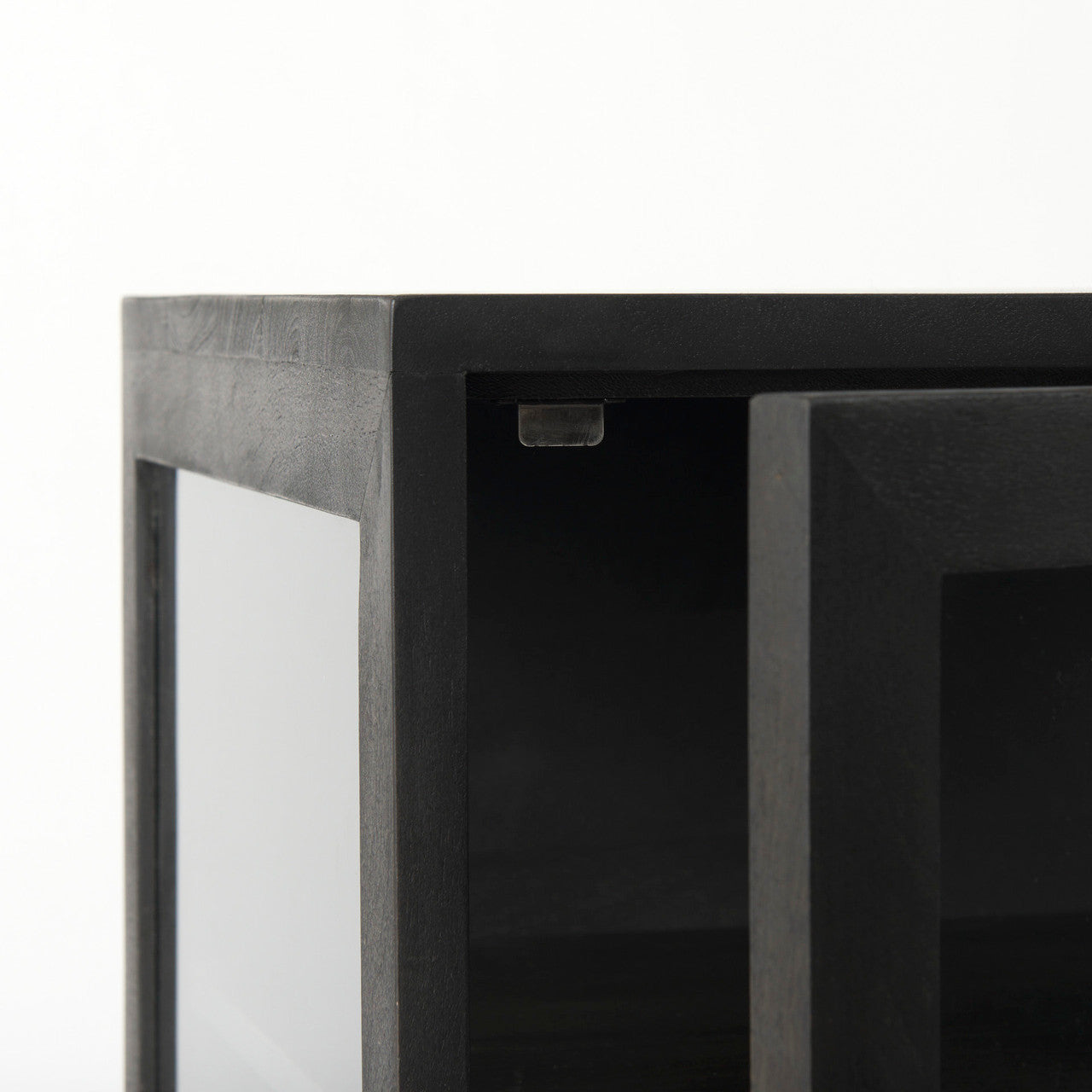 Arelius 20L x 18W x 26H Black-Brown Wood W/ Black Metal Frame End/Side Table