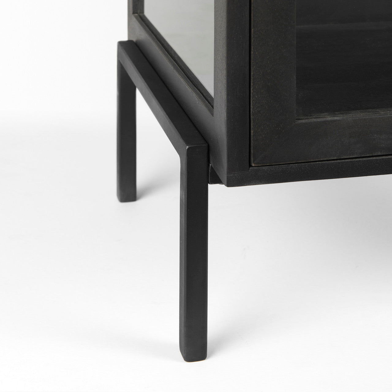 Arelius 20L x 18W x 26H Black-Brown Wood W/ Black Metal Frame End/Side Table