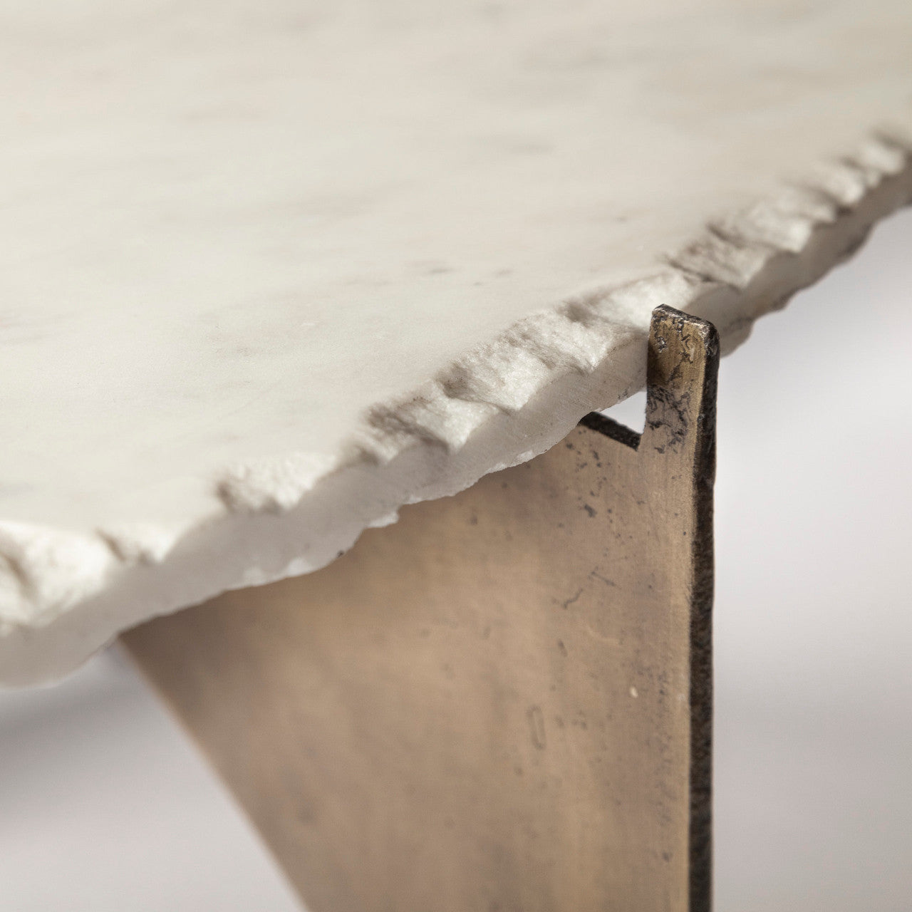 Reinhold 49" Round White Marble Top Gold Metal Base Coffee Table