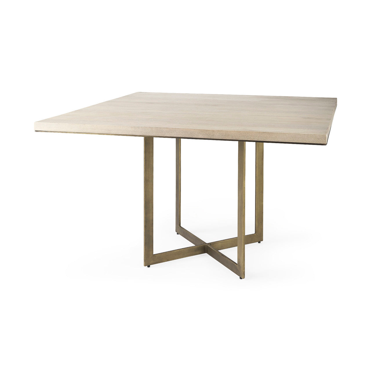 Faye I 48L x 48W x 30H Beige Finished Wood W/Gold Metal Base Square Dining Table