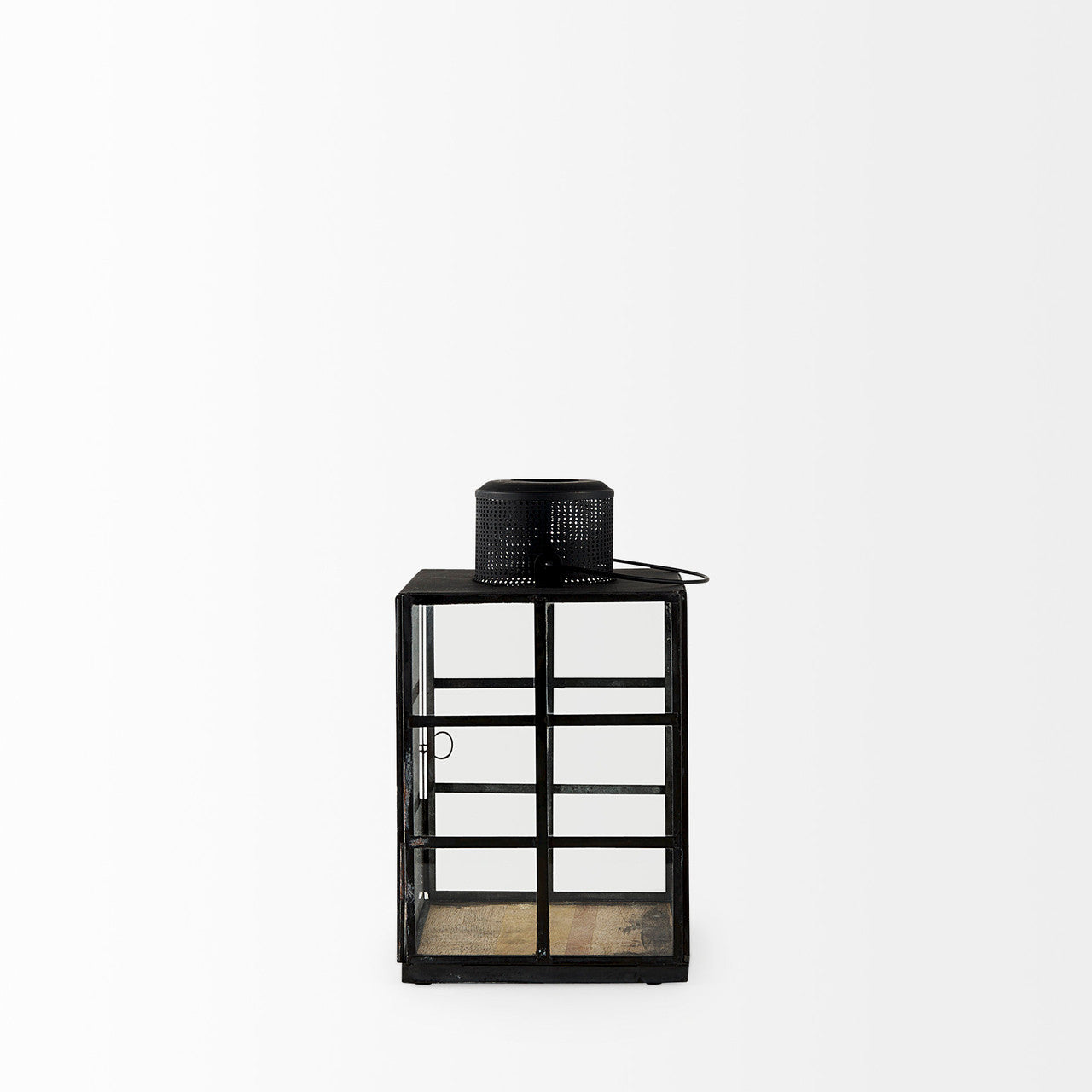 Gamfield  6.1L x 6.1W x 10.6H Small Black Metal and Glass Lantern