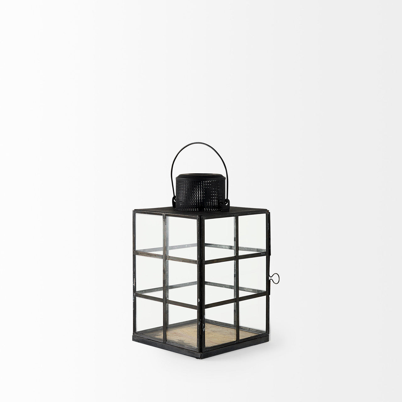 Gamfield  6.1L x 6.1W x 10.6H Small Black Metal and Glass Lantern