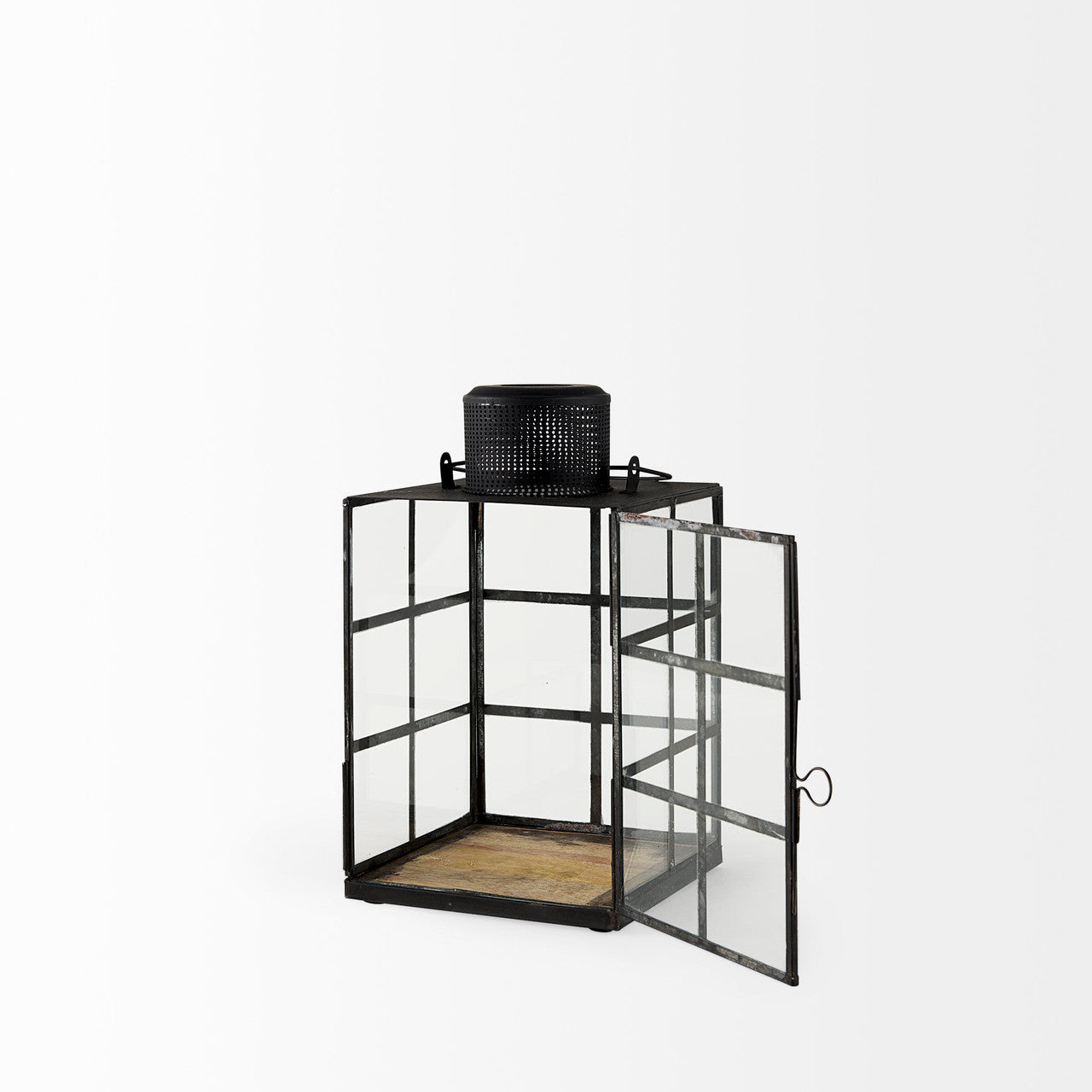 Gamfield  6.1L x 6.1W x 10.6H Small Black Metal and Glass Lantern