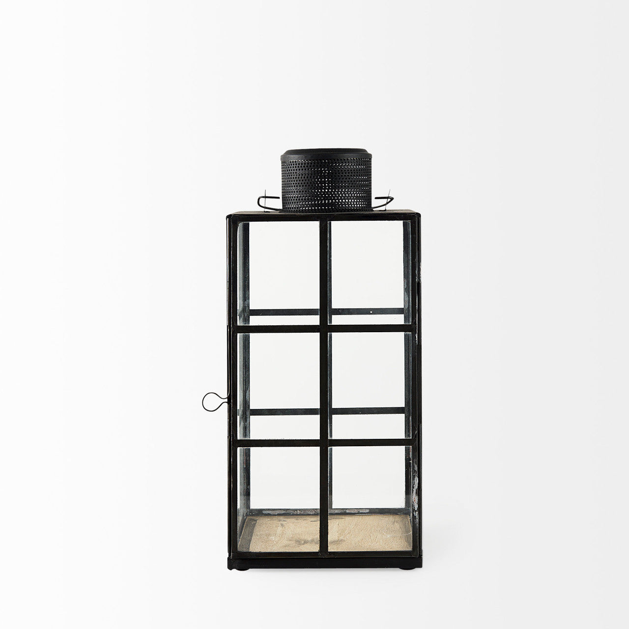 Gamfield 6.1L x 6.1W x 13.4H Medium Black Metal and Glass Lantern