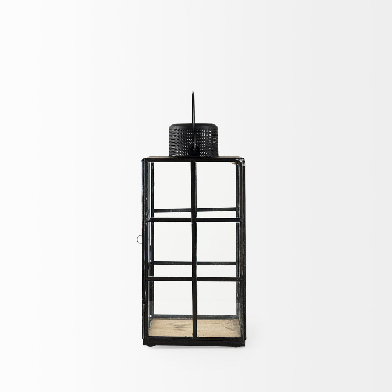Gamfield 6.1L x 6.1W x 13.4H Medium Black Metal and Glass Lantern