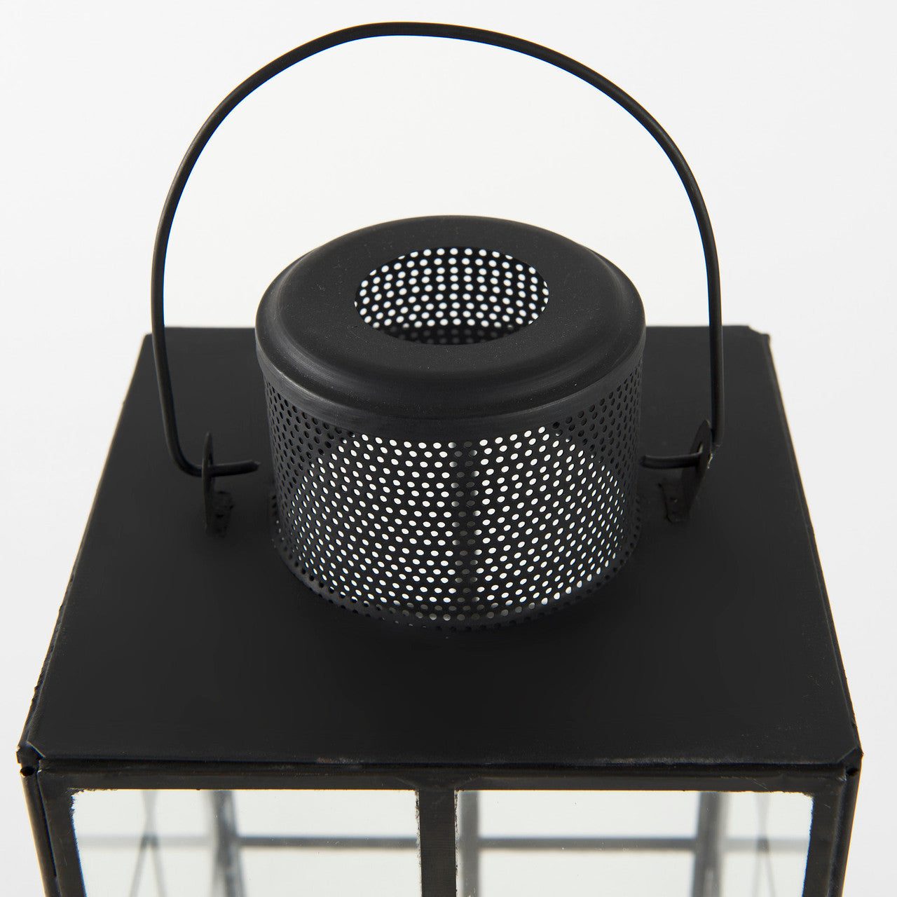 Gamfield 6.1L x 6.1W x 13.4H Medium Black Metal and Glass Lantern