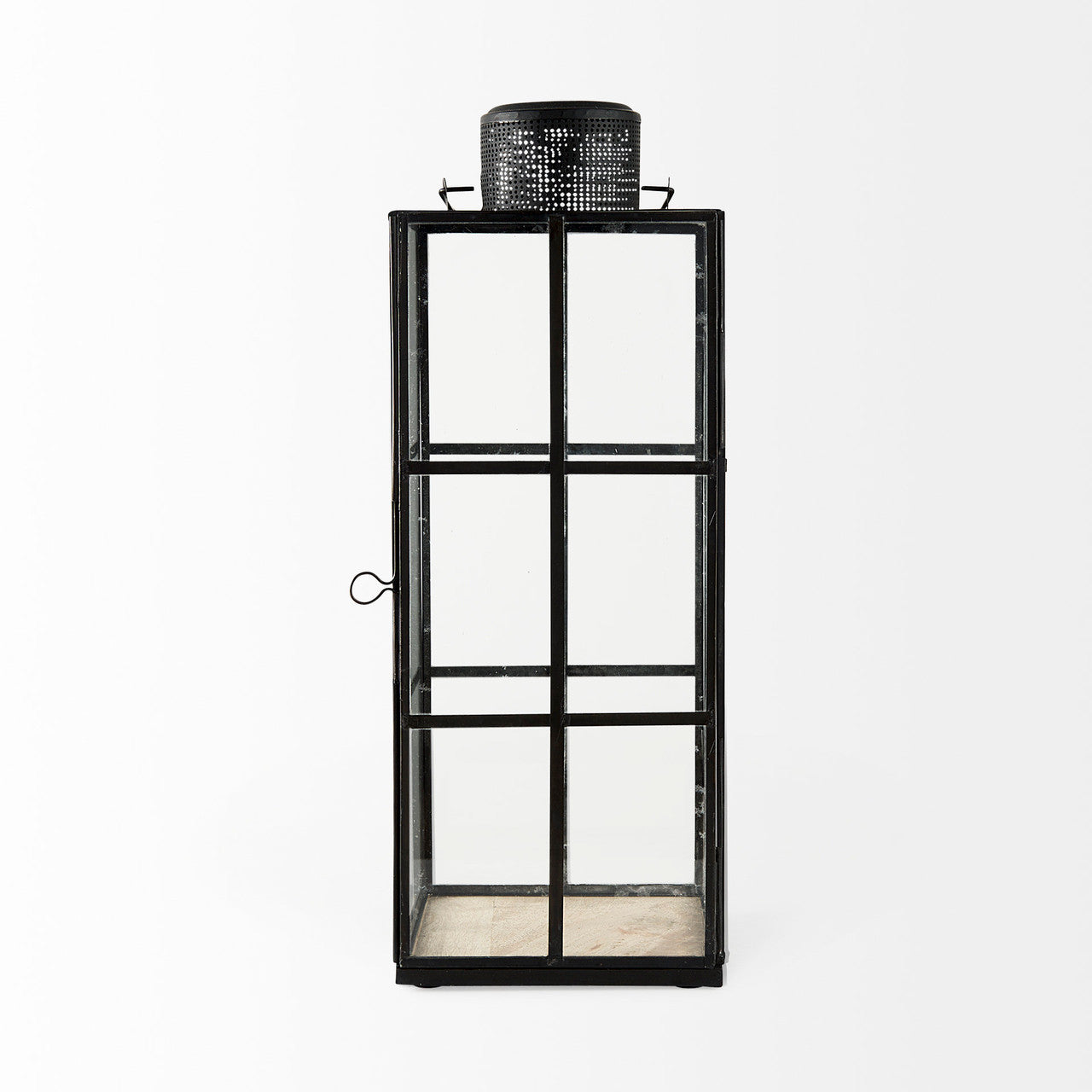 Gamfield 6.1L x 6.1W x 16.7H Large Black Metal and Glass Lantern