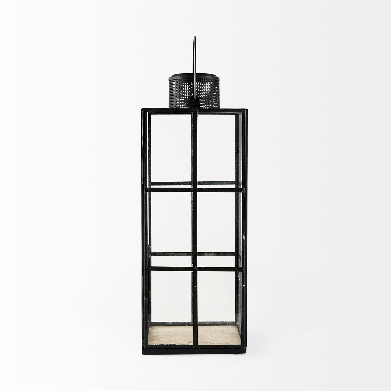 Gamfield 6.1L x 6.1W x 16.7H Large Black Metal and Glass Lantern