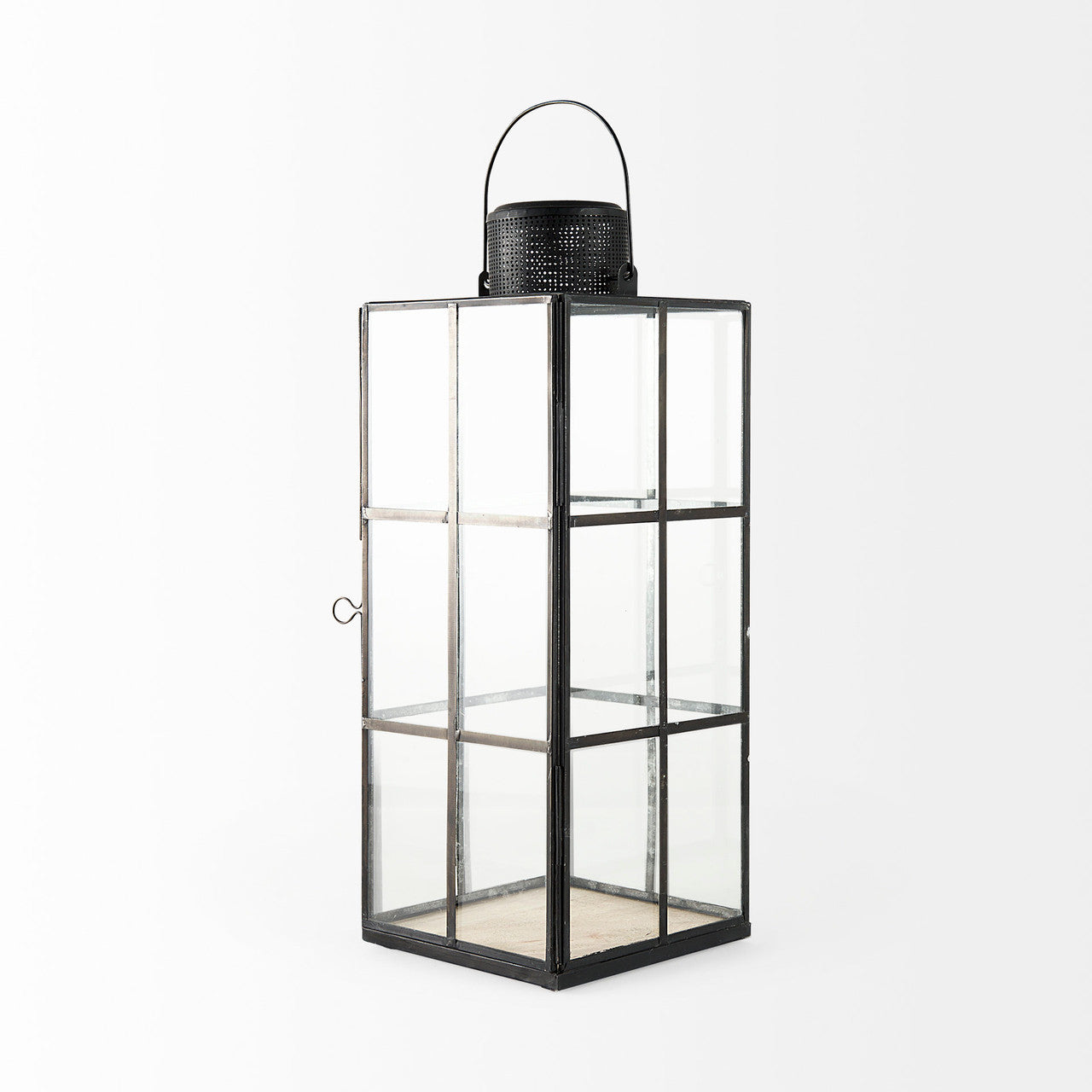 Gamfield 6.1L x 6.1W x 16.7H Large Black Metal and Glass Lantern