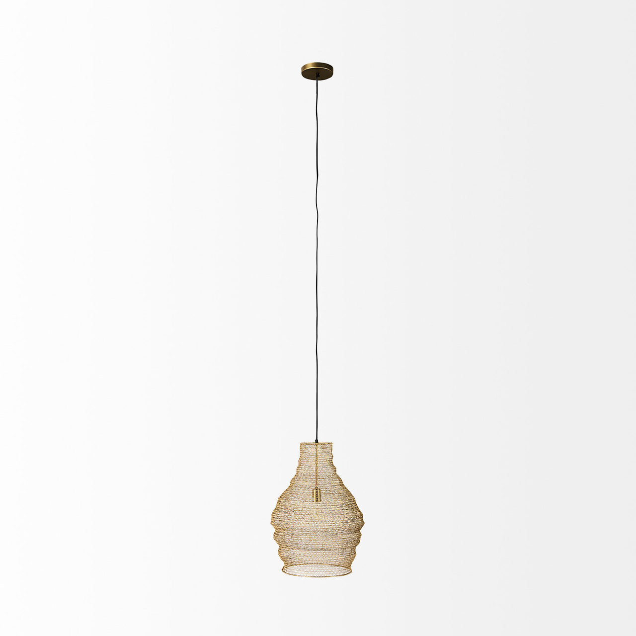 Halycon 16.0L x 16.0W x 20.0H Gold Mesh and Iron Pendant Light