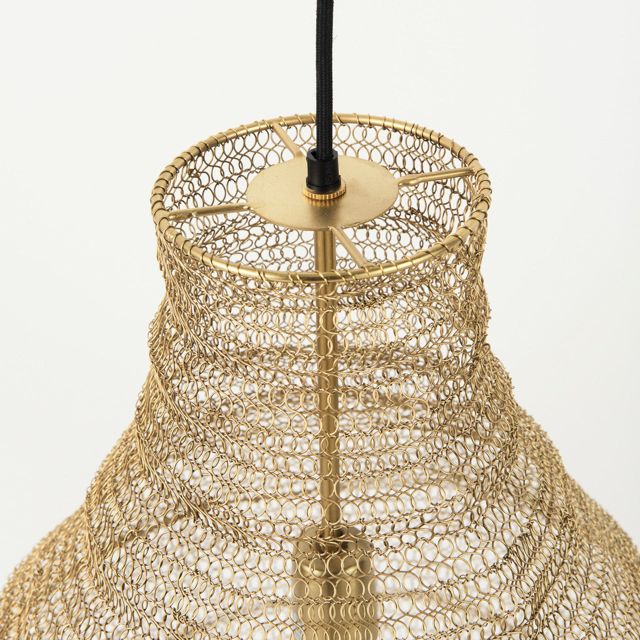 Halycon 16.0L x 16.0W x 20.0H Gold Mesh and Iron Pendant Light