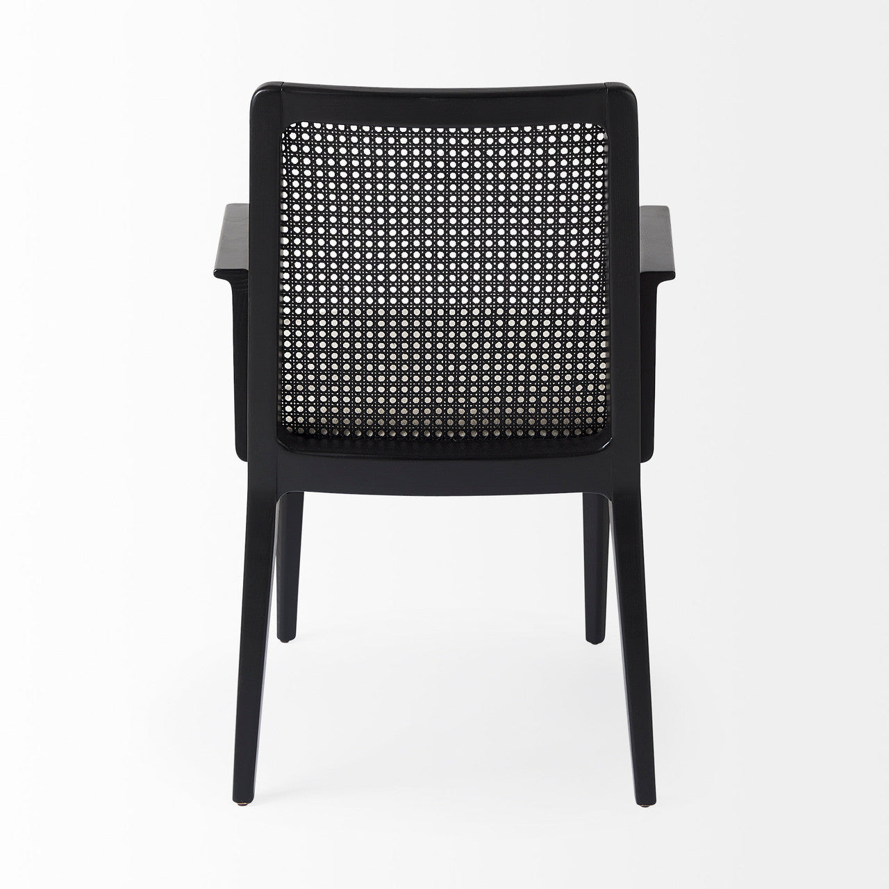 Clara Black Wood W/ Cream Fabric Seat and Cane Back Dining Chair