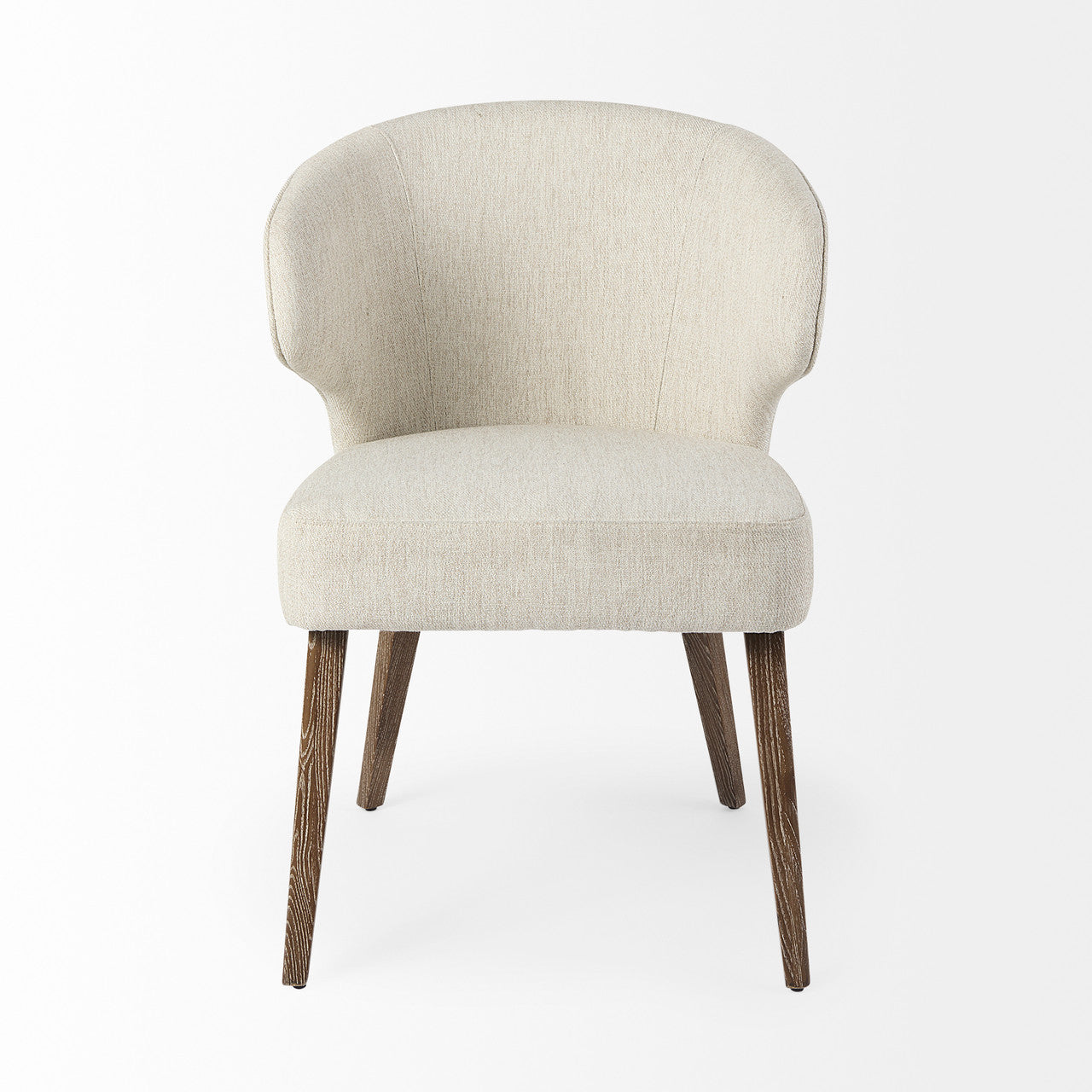 Niles 22.5L x 24.0W x 32.0H Cream Fabric Seat W/ Medium Brown Wooden Legs Wingback  Dining Chair