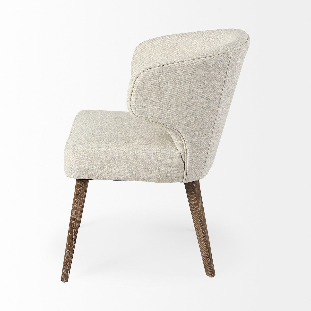 Niles 22.5L x 24.0W x 32.0H Cream Fabric Seat W/ Medium Brown Wooden Legs Wingback  Dining Chair