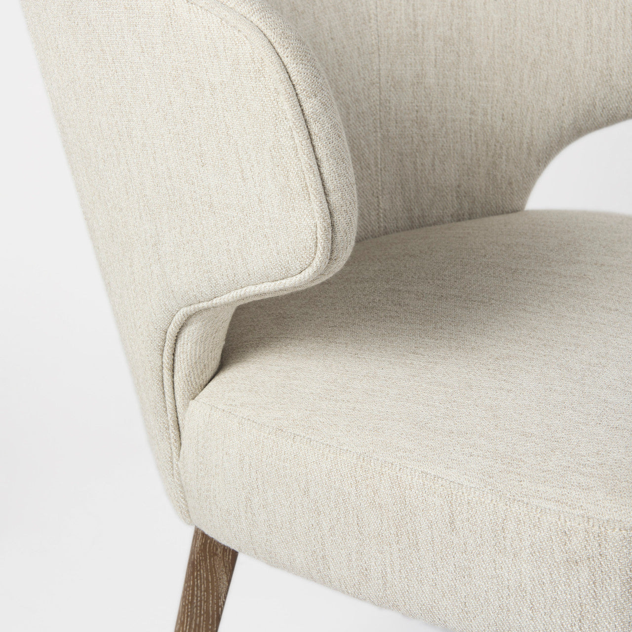 Niles 22.5L x 24.0W x 32.0H Cream Fabric Seat W/ Medium Brown Wooden Legs Wingback  Dining Chair
