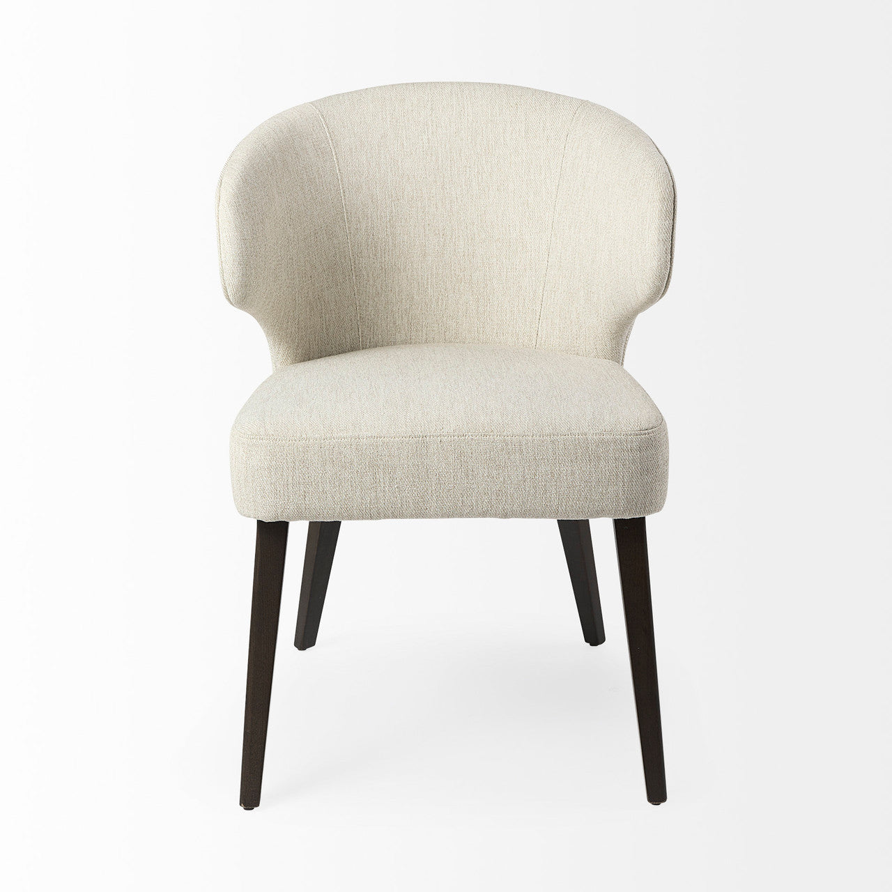 Niles 22.5L x 24.0W x 32.0H Cream Fabric Seat W/ Dark Brown Wooden Legs Wingback Dining Chair