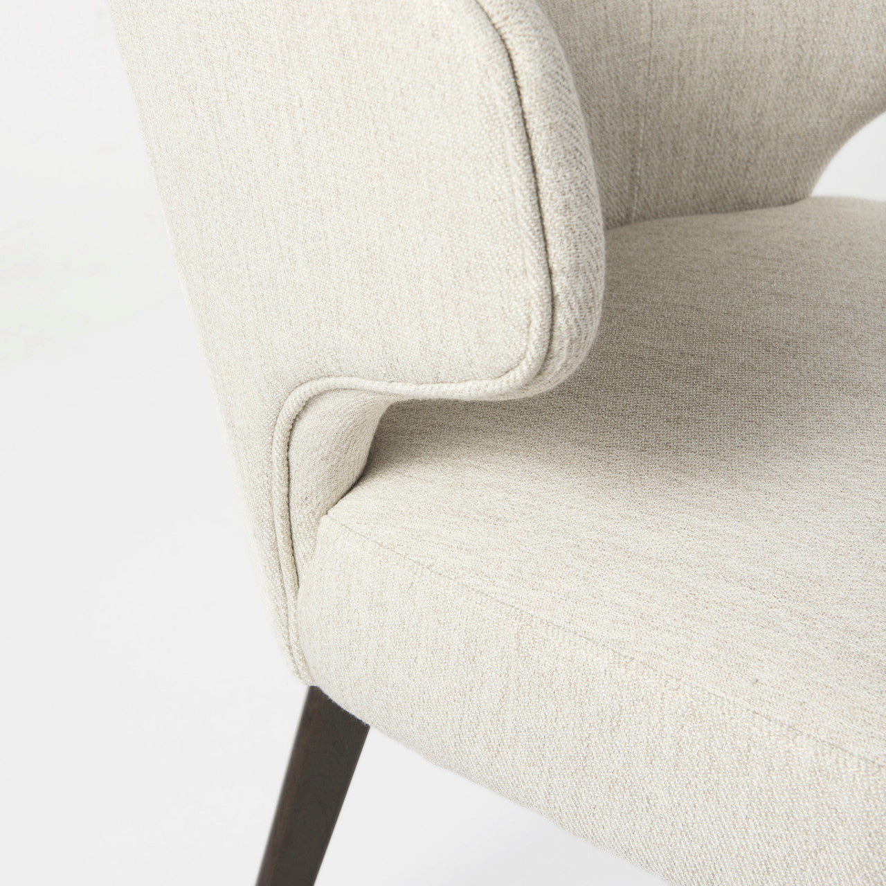 Niles 22.5L x 24.0W x 32.0H Cream Fabric Seat W/ Dark Brown Wooden Legs Wingback Dining Chair