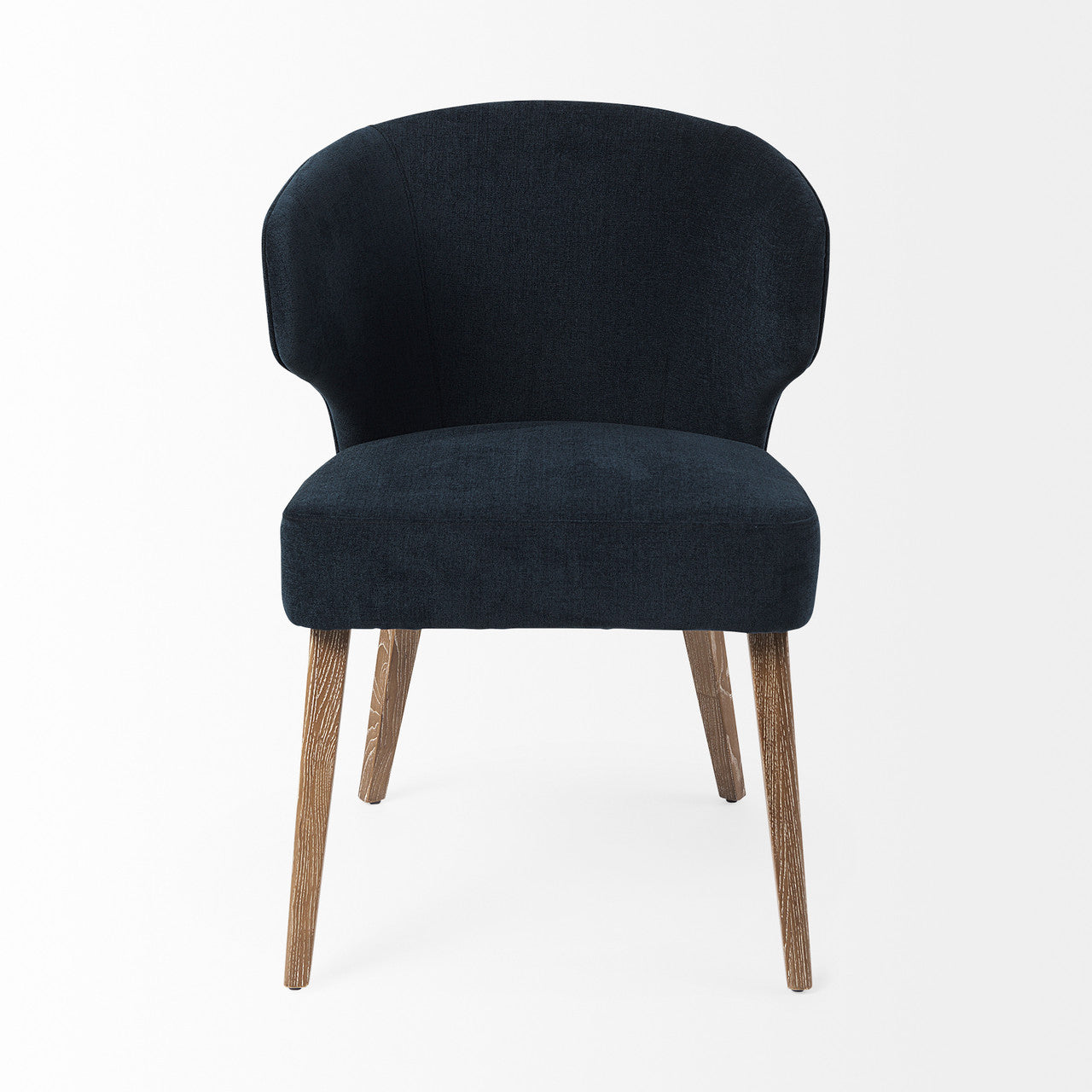Niles 23.5L x 24.0W x 32.0H Navy Fabric Seat W/ Medium Brown Wooden Legs Wingback Dining Chair