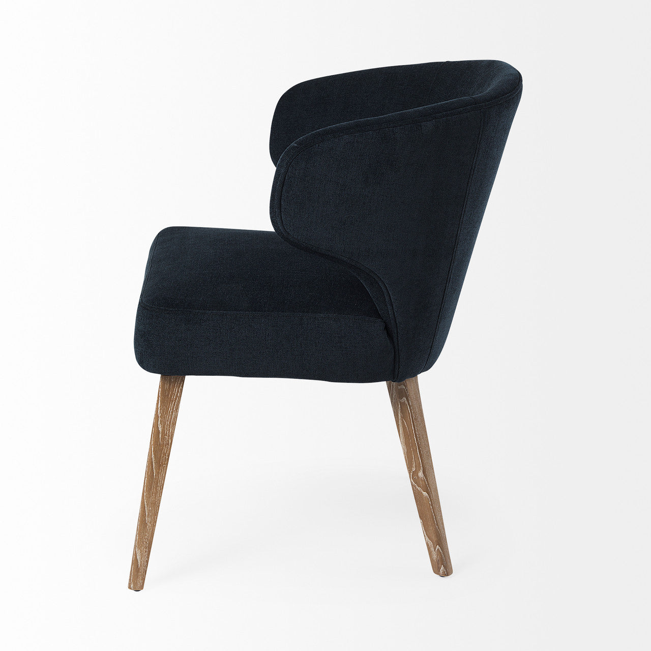 Niles 23.5L x 24.0W x 32.0H Navy Fabric Seat W/ Medium Brown Wooden Legs Wingback Dining Chair