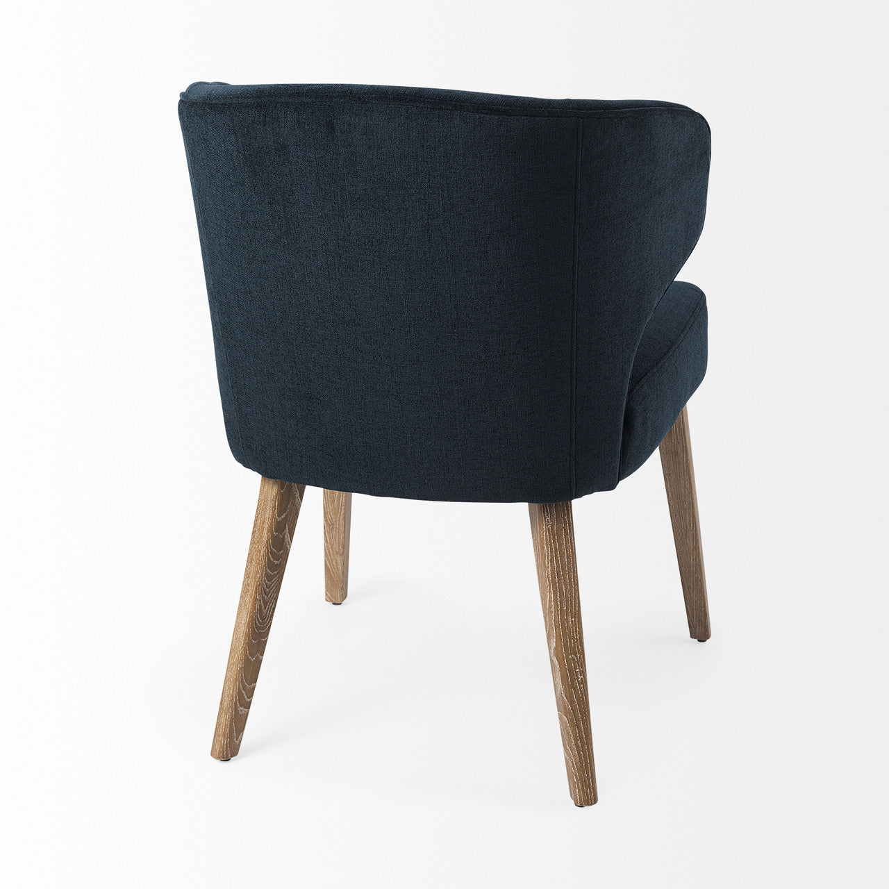 Niles 23.5L x 24.0W x 32.0H Navy Fabric Seat W/ Medium Brown Wooden Legs Wingback Dining Chair