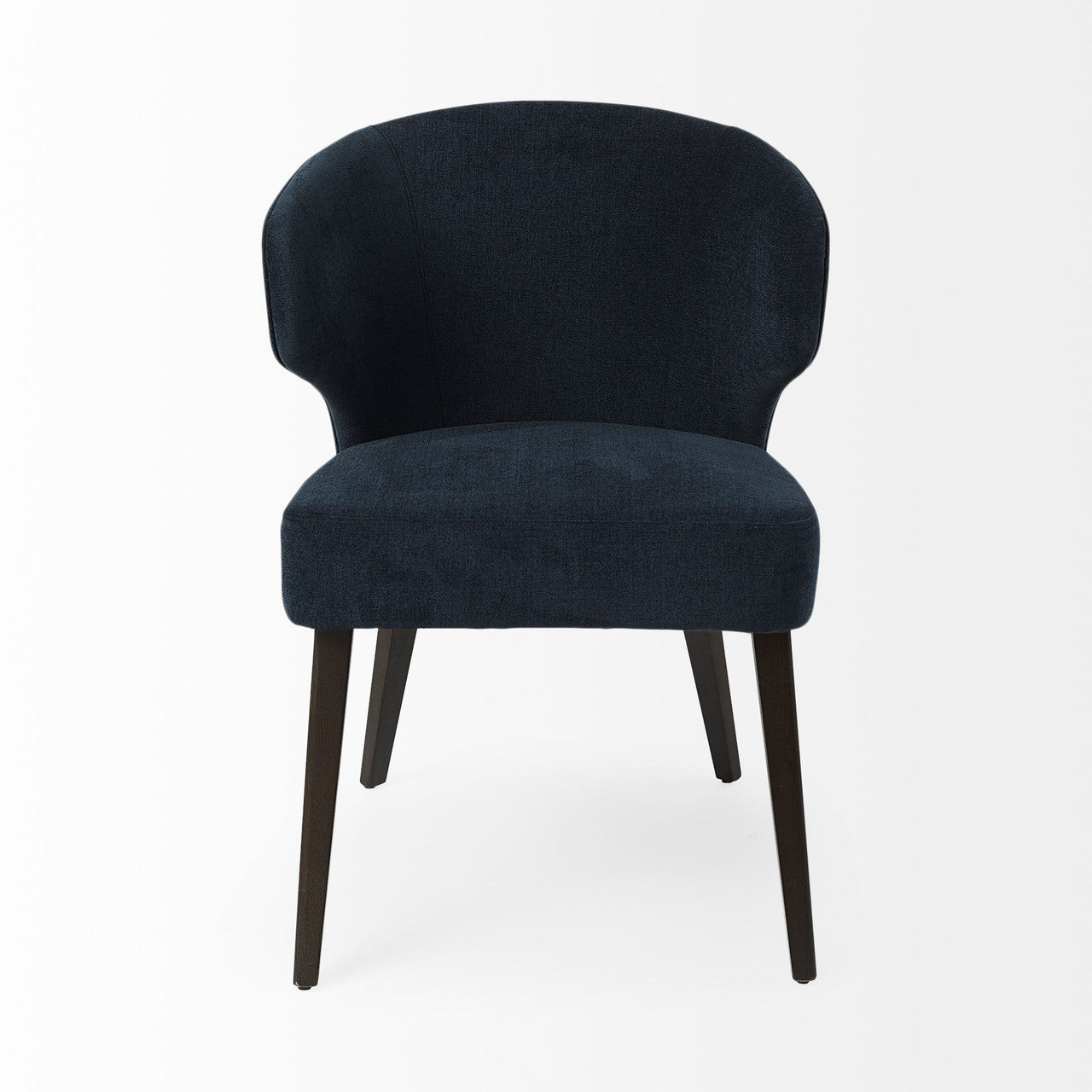 Niles 23.5L x 24.0W x 32.0H Navy Fabric Seat W/ Dark Brown Wooden Legs Wingback Dining Chair