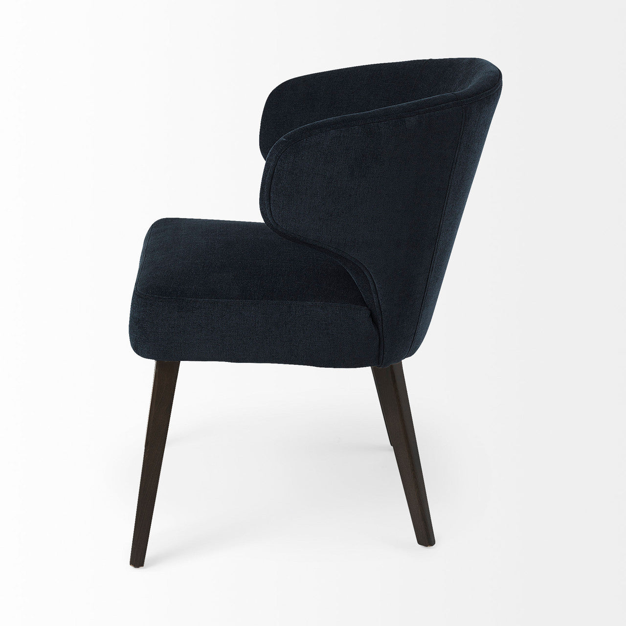Niles 23.5L x 24.0W x 32.0H Navy Fabric Seat W/ Dark Brown Wooden Legs Wingback Dining Chair