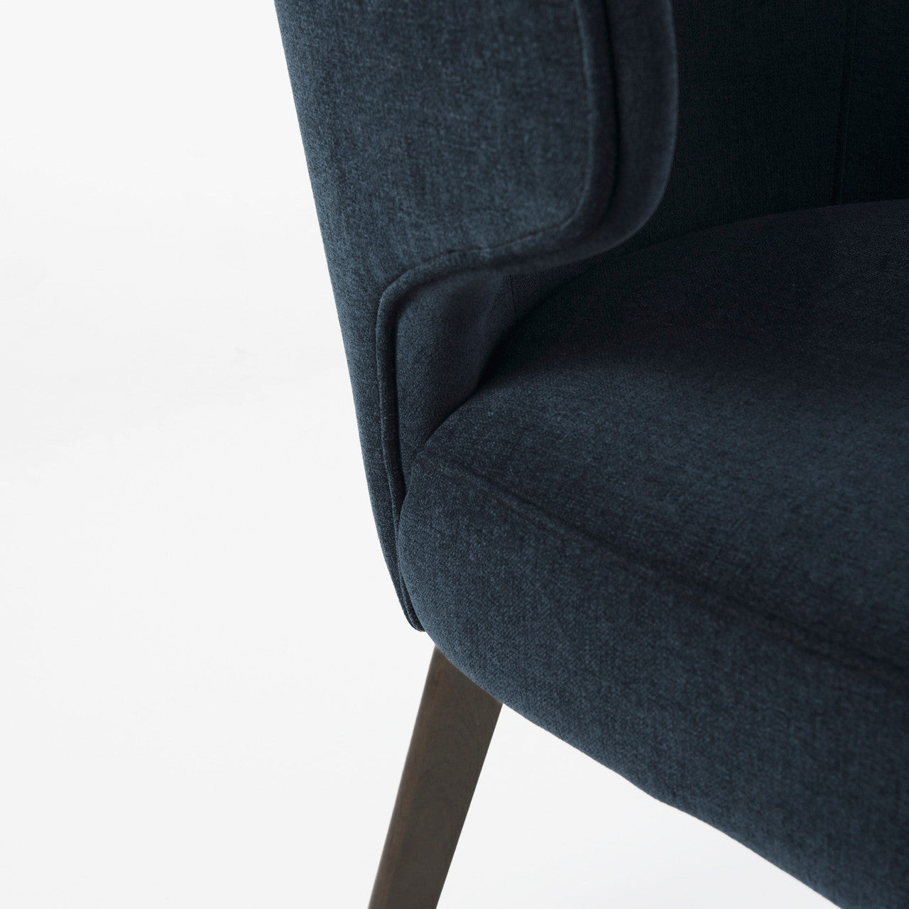 Niles 23.5L x 24.0W x 32.0H Navy Fabric Seat W/ Dark Brown Wooden Legs Wingback Dining Chair