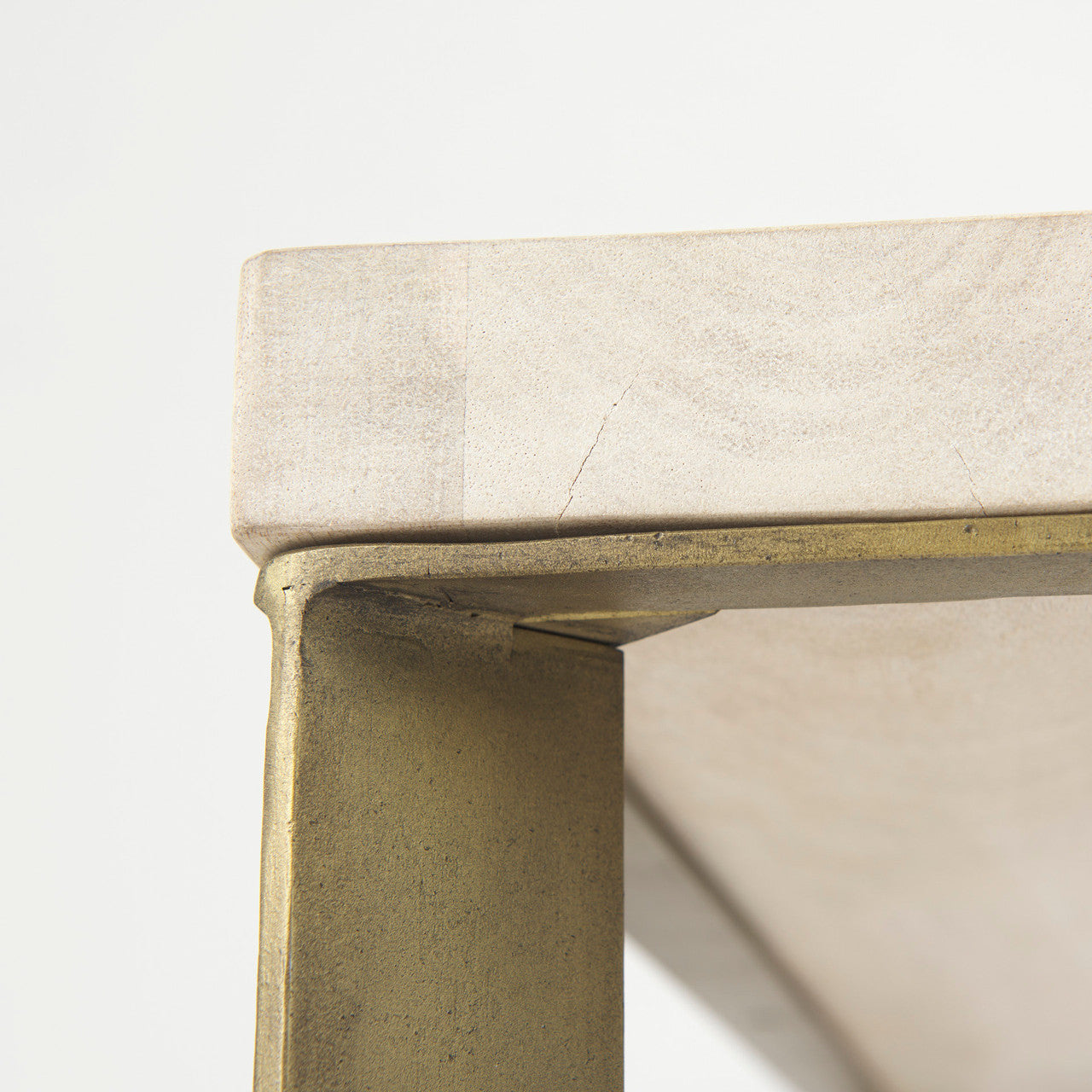 Faye 34L x 34W x 17H Beige Finished Wood W/Gold Metal Base Square Coffee Table