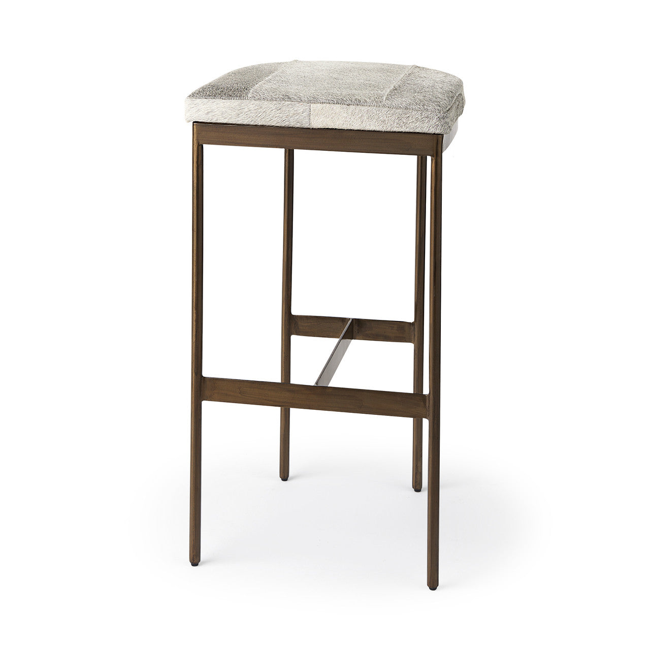 Millie 16.75 X 17.75 X 30 Hair-on-hide Seat W/ Gold Frame Bar Stool