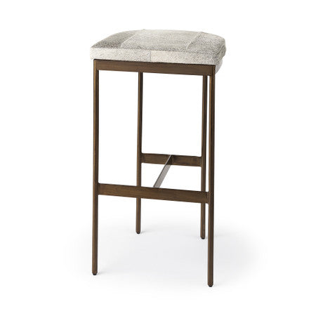 Millie Hair-on-hide Seat W/ Gold Frame Bar Stool